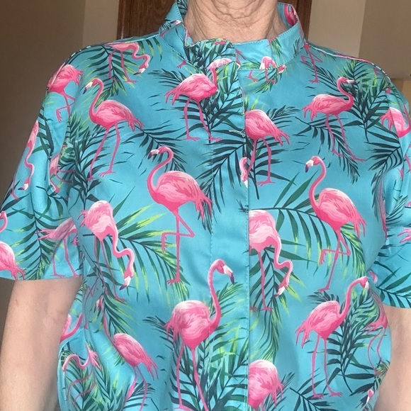 Flamingo‎ Print Aqua & Pink Jumpsuit Size M - Picture 2 of 13